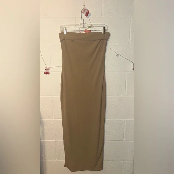 Khaki Tube Strapless Bodycon Dress NWT - Picture 5 of 7